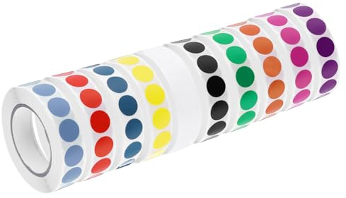 QUARKZMAN Etichette Adesive per Controllo Qualità Inventario 13mm/0,5 Colori Misti per Magazzino Inventario, 10 Rotoli 10000 Pezzi