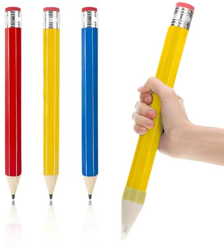 TPBSITNS 3 stycken jättepennor med suddgummi, stor träpenna rolig jättepenna, 35 cm trä jumbo pennor för rekvisita, stor penna nyhet kontorsmaterial för skolgåva (3)
