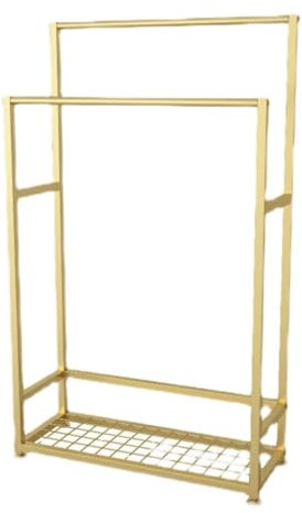 Handtuchständer Stehend Freistehender Handtuchhalter Aus Eisen, 2-stufiger Handtuchständer Mit Ablagefach, Nordischer Handtuchhalter Für Schlafzimmer, Wohnzimmer Handtuchhalter Freistehend(Gold,70*23*