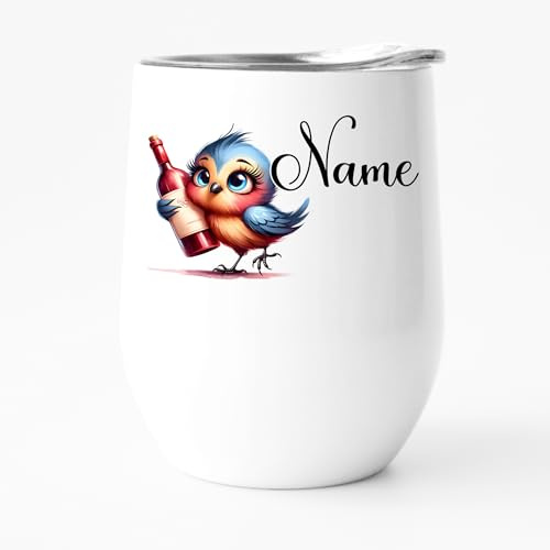 GRAZDesign Weinbecher to go mit Namen personalisiert, Thermobecher mit Deckel lustig (Motiv 2, 8x12cm)