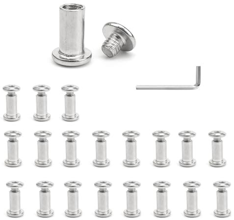 ZIJANG Hülsenschrauben 20 Stück, 304 Edelstahl Hülsenmutter M6, Verbindungsschrauben mit Schraubenschlüssel, Möbelverbinder für DIY Basteln Lederdekoration Buchbinderei Fotoalbum