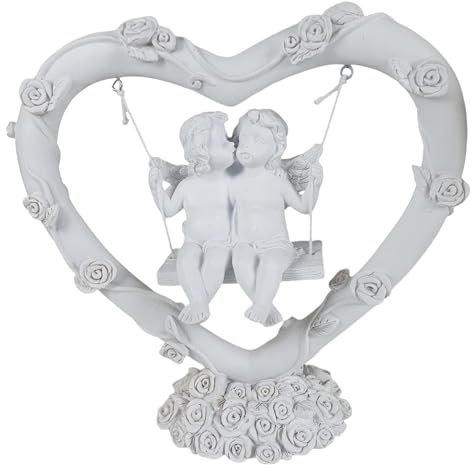 Aspinaworld Deko Engelpaar auf Einer Schaukel 17 cm, Wohnzimmer Deko, Engelfigur, Dekofigur,Deko für die Wohnung