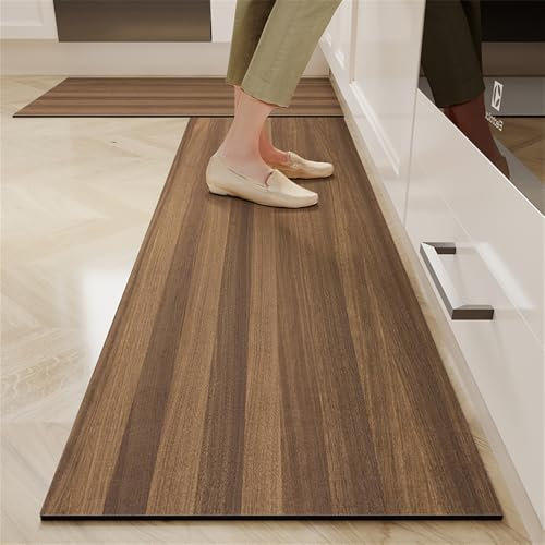Hixingo Küche Teppich rutschfest Kieselgur Küchenläufer Schnelltrocknend Küchenteppich Holzbrett Drucken Absorbierend Läufer Teppich Modern Küchenmatte Schmutzfangmatte (Holz 6,45x180cm)