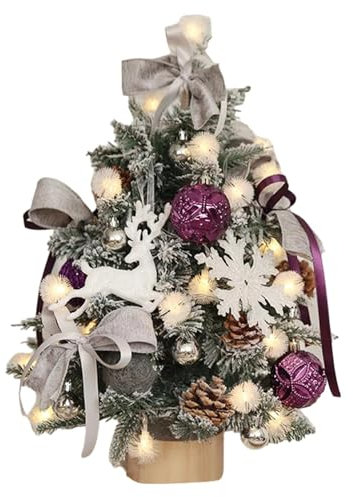 Fraser Fir - Arbusto de Navidad, árbol de Navidad de hoja perenne con luces, adornos de mesa de 18 pulgadas, decoración de feliz Navidad, centros de mesa, decoración de árbol de Navidad iluminado para