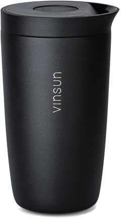 Vinsun Termosmugg Kaffe to go 350ml – Rostfritt Stål, Dubbelväggig isolering, Läcksäker Resemugg för Varma och Kalla Drycker - Kaffemugg med Snabbpressförslutning | Dubbelväggigt isolerad, läckagesäker resemugg för varma och kalla drycker – kaffekopp med snabbpressstängning