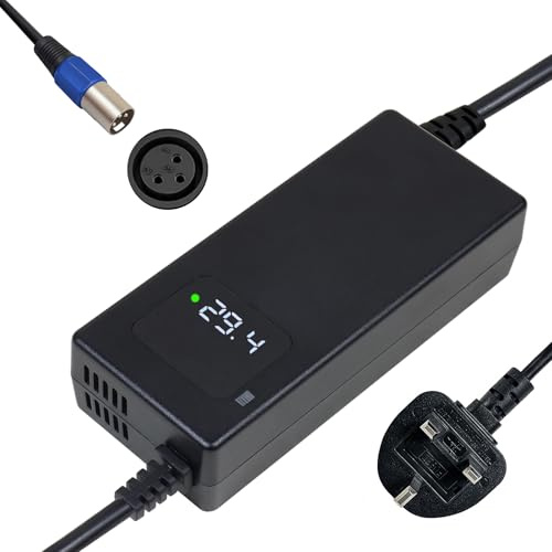 24V 4A Battery Charger, 24V 7S Li-ion Lithium Battery Output 29.4V 4A Charger For Mobility Wheelchair, E-Scooter With 3 Pin XLR Connector
