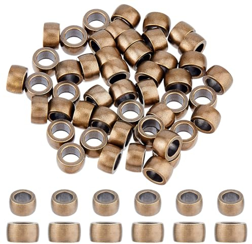 SUPERFINDINGS 50 Stk Messing Paracord Perlen Antik Bronze Säulen Abstand Perlen Große Loch Perlen Paracord Perle Metallrohr Lose Perlen Messing Europäische Perlen Für Schmuckherstellung Bohrung: 5.5mm