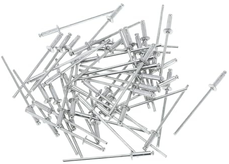 RATCHROLL 50 Pcs Dome Head Large Flange Blind Rivets 2.4mm Grip Diameter 6mm Grip Length 4.8mm Flange Diameter Silver Tone Iron Aluminum