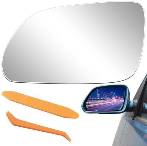 Spiegelglas Ersatz Links für VW Polo 9N 2005-2009 UND Skoda Oktavia 1Z3/1Z5 | 2004-2008 beheizbar Außenspiegel Fahrerseite Ersatzspiegelglas Klar Asphärisch Rückspiegelglas ABS-Seitenspiegelglas