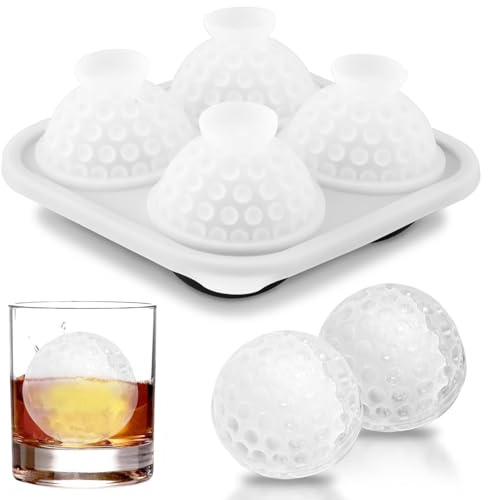 Ice Ball Tray,3D Golf I-ce Cube Tray With A Funnel Design Lid Silicone Fun Shapes Ball Maker Tool Unique Golf Gifts for Men and Whiskey Lovers(COLOR:Black)