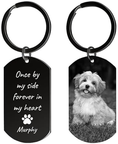 Rainsar Personalisierter Schlüsselanhänger Hund mit Foto Gravur- Erinnerung Geschenk für Verstorbenen Hunde & Katzen, Traueranhänger für Haustierverlust