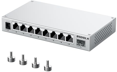 SODOLA Switch 2.5 Gigabit 8 Ports, avec 1 Port SFP+ 10G, Géré par Web | sans ventilateur, fixation magnétique, LACP/QoS/VLAN/IGMP, adapté aux homelabs et réseaux professionnels