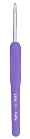 Tulip Etimo Murasaki Häkelnadel - Ergonomische Häkelnadel aus Aluminium mit Soft-Griff, Leicht und Mit Glatter Spitze für Alle Garnarten, Violetter Griff, 3.75mm - 1 Stück