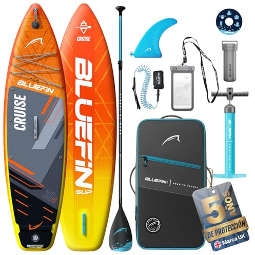 Tavola gonfiabile da Paddle Bluefin Cruise 10'8 Arancione | Pacchetto SUP completo di accessori | Deckpad antiscivolo e leggero | Tavola da SUP multiuso da 6' | Tavola da stand up paddle per tutti