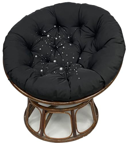 JORTUIO Wasserdicht Sitzkissen Rundes Papasansessel Kissen Hängesessel Bodenkissen Kissen für Schwenksessel, Korbsessel Outdoor/Indoor Gartenmöbel Sitzauflage Auflage(Schwarz,110x110cm)