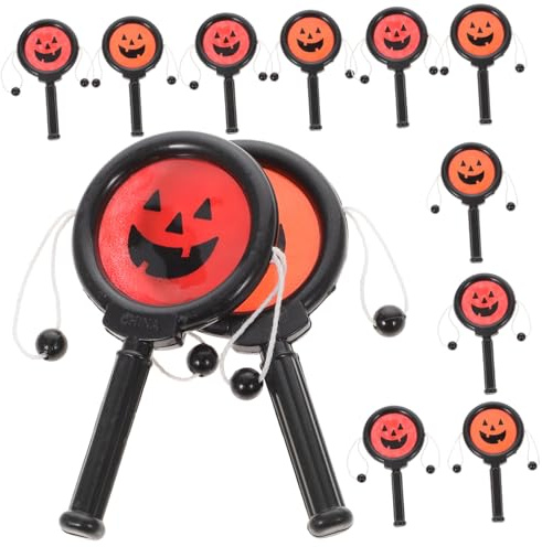 ibasenice 12pcs Pumpkin Shaking Drum Halloween Rattle for Engaging Educational Instruments to Inspire Play and Learning Random Color