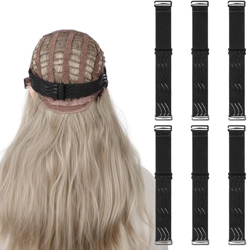 6pcs Wig Band Adjustable Elastic Wig Band to Hold Wigs in Place - Silicone Nonslip Wigs Grip Headband Cap Accessories