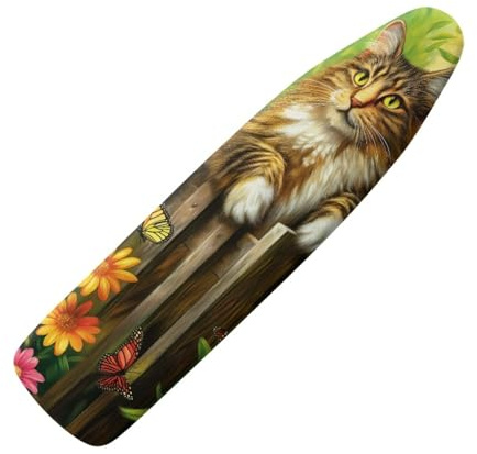Housse Table à Repasser Chat Brun Housse Planche à Repasser Élastique Housses pour Tables à Repasser Réfléchit la Chaleur Épaissir Housses de Repassage Montage Rapide 120x40cm