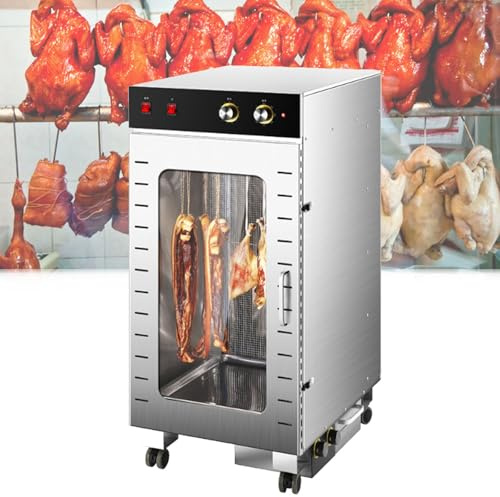 Ahumador de salchichas comercial, horno multifuncional comercial, caja de secado de cecina de acero inoxidable para secar cecina, carne, verduras y frutas.(20 Catties Per Time)
