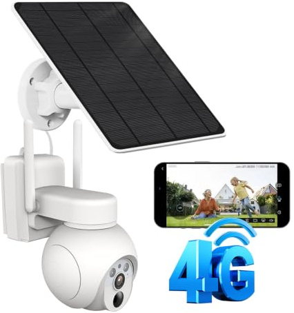 AMOROM 3G/4G LTE Überwachungskamera Aussen Solar mit Virtueller SIM Karte, Kamera Überwachung Ohne WLAN mit Farb Nachtsicht, 24/7-Aufzeichnung, für Netzunabhängige Hause, Bauernhof, Baustelle