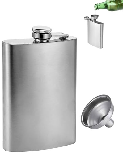 JEXOWIQ 1 petaca de acero inoxidable para licores, 10 oz, petacas de alcohol,petaca de acero inoxidable y embudo, adecuado para llevar alcohol, hombres y mujeres para whisky, ron y vodka