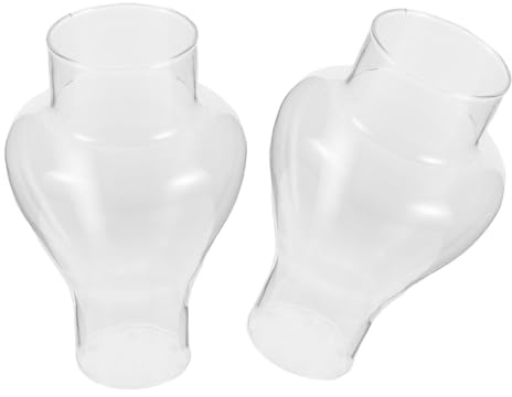 MALUGOGO 2 Stück Glaskamin für Kerosinlampenersatz, Vintage-Öllampenkugeln mit hoher Temperaturbeständigkeit und Rauchreduzierung, für Camping und Nachtarbeitsbereiche