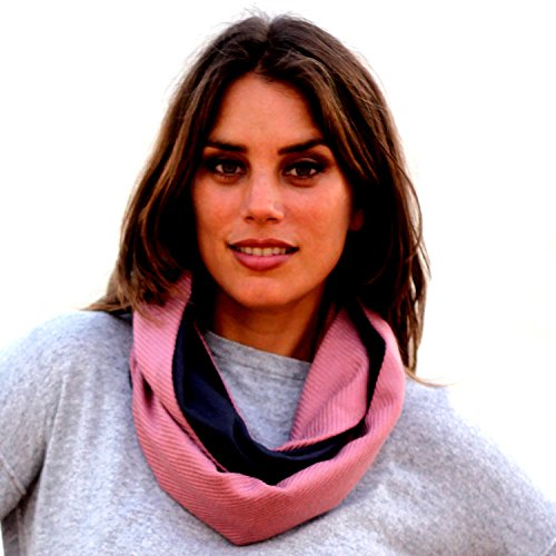 BRANDELIA Warmer Damen Winterschal Loop Schal Herbst Winter Kollektion, Wollschal Pastellrosa/Grau