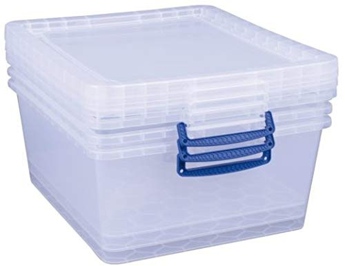 Really Useful Box 3 x 17,5 Liter Nestable box mit Deckel - 380 x 460 x 195 mm - transparent