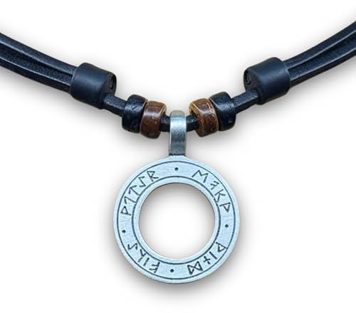 HANA LIMA Lederhalskette Halskette 4 Elemente Lederkette Wikinger Herren Damen Odin Thor