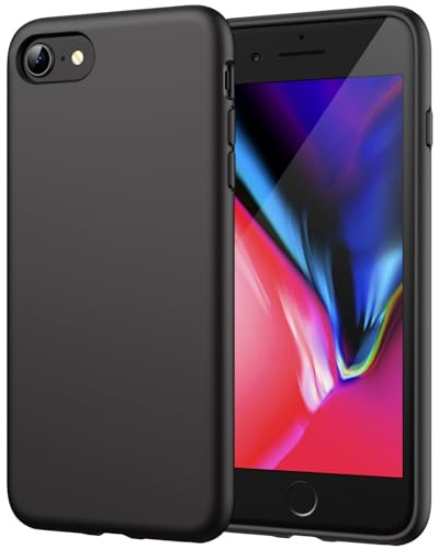 JETech Cover in Silicone per iPhone SE 3/2 (Modello 2022/2020), iPhone 8/7, Custodia Protettiva con Tutto Il Corpo Tocco Morbido setoso, Cover Antiurto con Fodera in Microfibra (Nero)