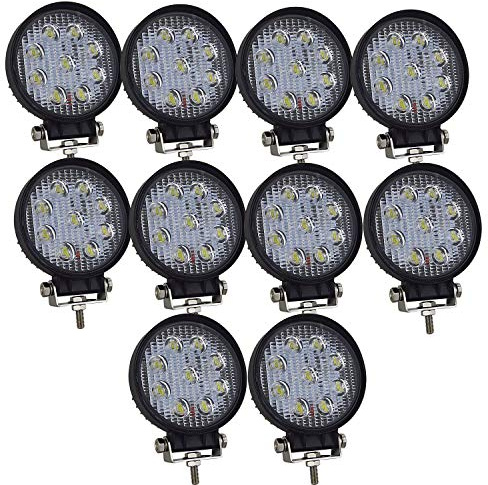 SKYWORLD Arbeitsscheinwerfer, 10 Stück 27W 4 Zoll LED Zusatzscheinwerfer Auto Runden Scheinwerfer Offroad 6000K Weiß Wasserdicht Arbeitslicht 12V 24V für 4x4 SUV UTV ATV Arbeitslampe Traktor Bagger