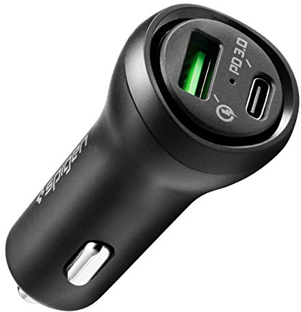 Spigen Essential 45W USB C Car Charger Fast Charging Power Delivery 27W Quick Charge 3.0 18W Compatible with iPhone 14 13 12 Pro Max Mini Plus 11 SE 2020 Galaxy S23 S22 S21 S20 Ultra S10 Note 20