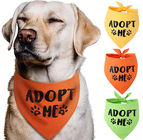Pawskido Adopt Me Halstuch, 3 Stück, für Hunde: Baumwolle, Einfarbig, Multiple Colors (Yellow, Orange, Green), Medium (69.8 x 48.3 cm)