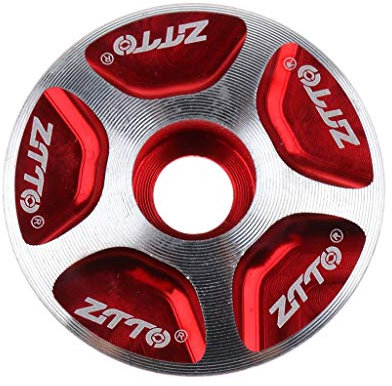 Inzopo Fahrrad-Steuersatz 1 1/8 Zoll gewindelose Legierung MTB Mountainbike Vorbau Abdeckung Top Cap mit versiegelten Patronenlagern rot