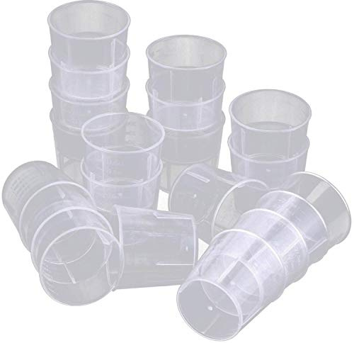 Goeielewe 50PCS Plastic Medicine Cups, 60ml/2oz Clear Reusable Graduated Cups Transparent Scale Measuring Cups, Measure Container for Mixed Pills, Liquid Medication