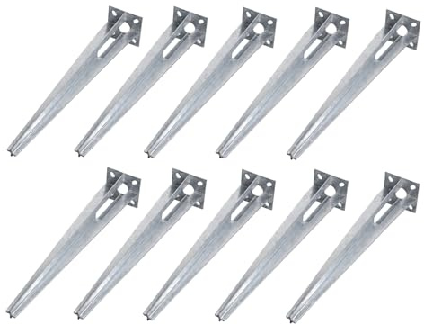 Bodenhülse Einschlaghülse für Ø 34 mm Rundpfosten, Aufnahme 100x100 mm (10) | 50 cm Länge, verzinkt, Einschlagbodenhülse, Bodeneinschlaghülse, für Zaunpfosten & Sichtschutz, Pfostenträger ohne Betonieren