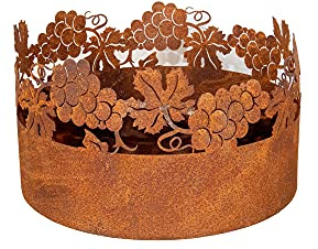 Benera Dekoring Pflanzring Weintraube mit Boden Rost Edelrost Gartendekoration 25 x 13 cm