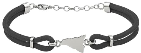 amorili Bracciale Sicilia Uomo Donna in Acciaio Inox e Corda Nautica | Simbolo Isola Siciliana | Gioiello Artigianale Marinaro | Idea Regalo Made in Italy