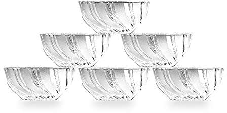 caihuashopping Bol de Service Jeu de Bol en Verre Creative Glass Transparent Vaisselle Bol Ensemble 6 pièces Verre résistant à la Chaleur Home Dessert Salad Bol Cuisine Bol de Riz Saladier Verre