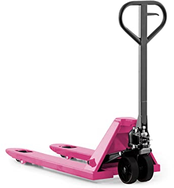 Pallit Hubwagen 2500 kg Palettenwagen 1150 mm Gabellänge Pink Rosa Robuster Gabelhubwagen mit PU Polyurethan Rollen Handhubwagen aus Stahl Palettenhubwagen Five