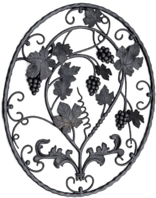 UHRIG Schmiedeeisen Ornament mit Weinreben 70x58 cm. | Als Füllung für Geländer, Zaun, Fenstergitter uvm. 700 x 580mm groß und 9kg schweres, massives Zier Element.