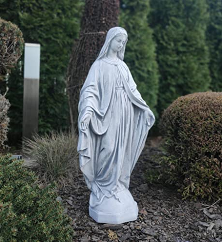 Green Lane Garden Figurine de la Vierge Marie, sculpture intérieure ou extérieure en pierre reconstituée, statue religieuse Blanc/Gris Taille unique 680