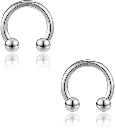 PunkTracker 2Pcs Septum Ringe Nippel Ringe 316L Chirurgenstahl Hufeisen kreisförmige Piercing Barbell 00G 0G 2G 4G 6G 8G 10G 12G 14G 16G Ohr Gauge Piercing Septum Schmuck