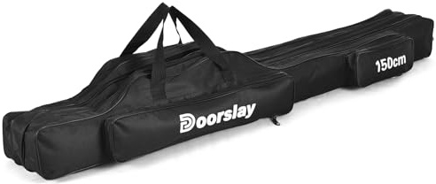 Doorslay Estuche para caña de pescar, bolsa plegable portátil Oxford de tres capas para caña de pescar, bolsas de viaje impermeables para exteriores, organizador de transporte para camping, senderismo