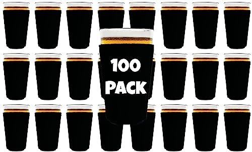 Blank Neoprene Pint Glass Coolie 100 Pack (Black)