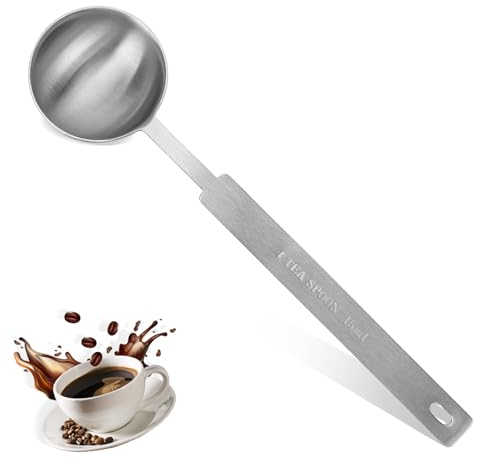 Kaffeelöffel Portionierer Löffel Maß Löffel 15 ML (1 TPSP) Edelstahl Kaffee-Schaufel für gemahlene Kaffee, Mini-Kaffee Messlöffel Langer Griff Löffel kleine Metalls chaufel (1 Packung)
