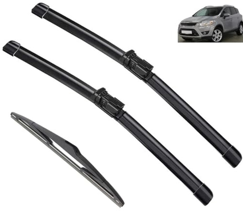 Set di spazzole tergicristallo anteriori e posteriori compatibili con Ford Kuga MK1 2008-2012 spazzole per parabrezza, parabrezza, 24+17+13