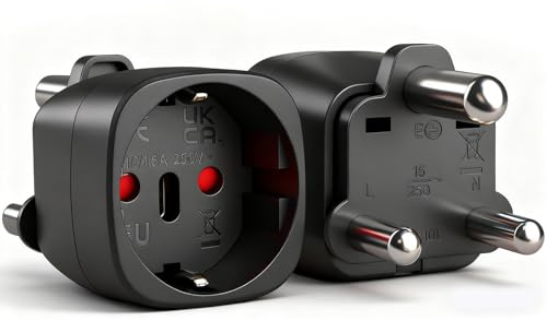 2 Stück Südafrika Adapter, Reiseadapter Südafrika, Adapter Südafrika, Stromadapter Südafrika for Südafrika Namibia, Mosambik, Bhutan Schwarz
