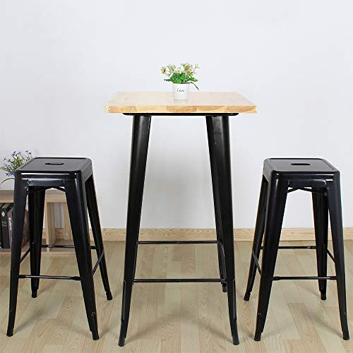 Table Mange Debout, Table Haute, Table de Bar, Table de Bar Bois (MDF) métal Mange Debout Fer Design Industriel Haute Bistro-pour Maison Pub Bistro, Cocktail-60 * 60 * 110 cm