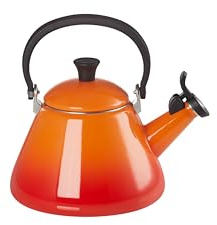 Le Creuset Kone Stove-Top Kettle with Whistle, Suitable for All Hob Types Including Induction, Enamelled Steel, Capacity: 1.6 L, Volcanic, 40101020900000